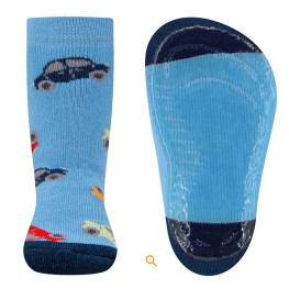 Ewers antislipsok blauw met auto,s