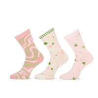 Leuke damessokken in het ecru/rose print