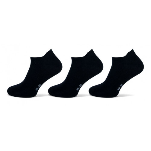 Dames/heren katoenen sneakersokjes 3 pak zwart.